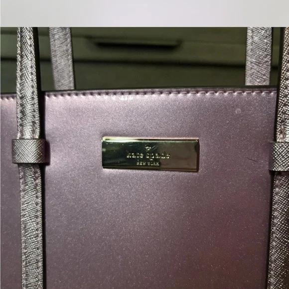 Kate Spade Metallic Lavender Shoulder Bag with matching card wallet - Picture 3 of 7